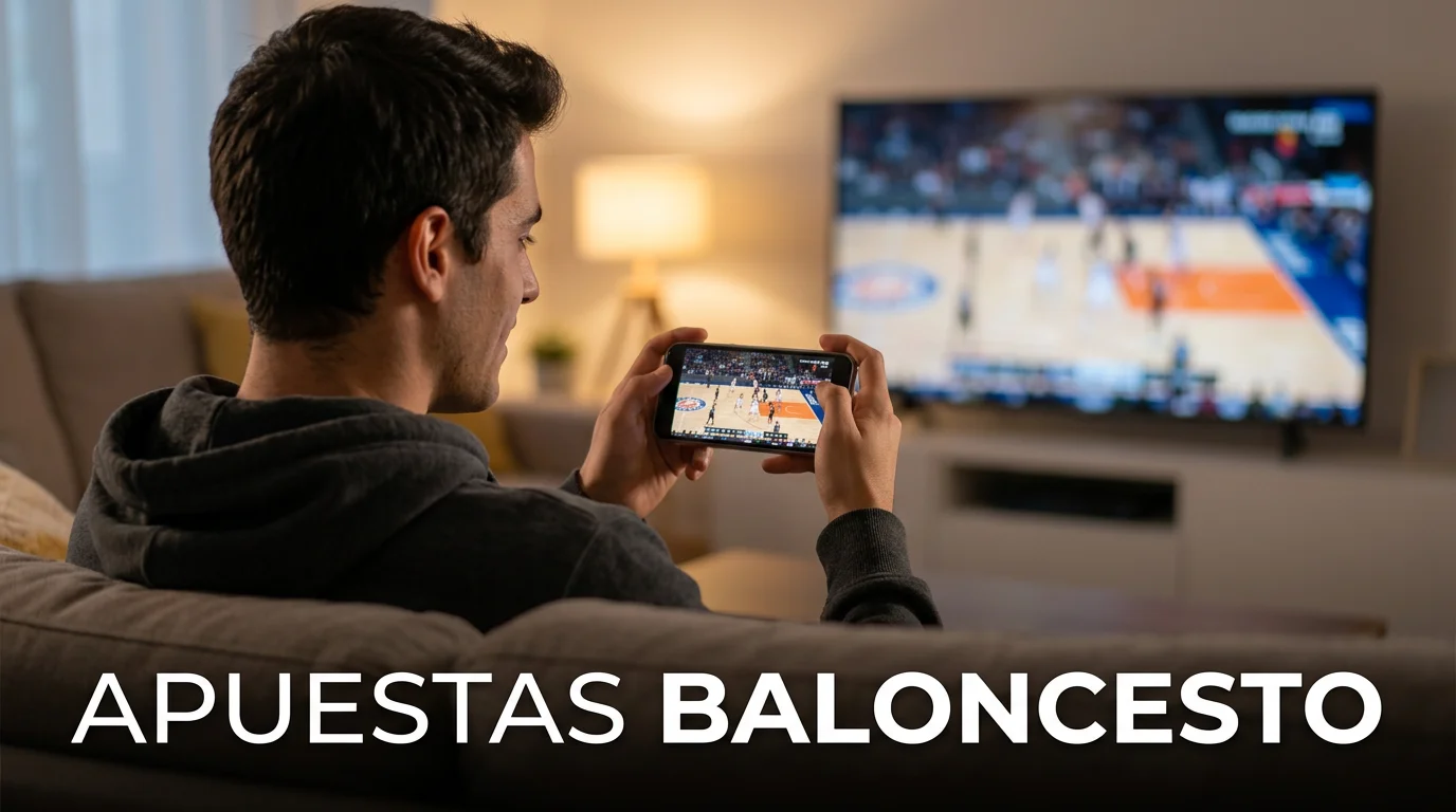 Mejores casas apuestas baloncesto España — aficionado viendo partido ACB en smartphone